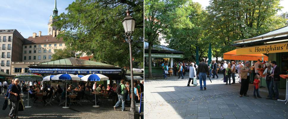 Stände am Münchner Viktualienmarkt